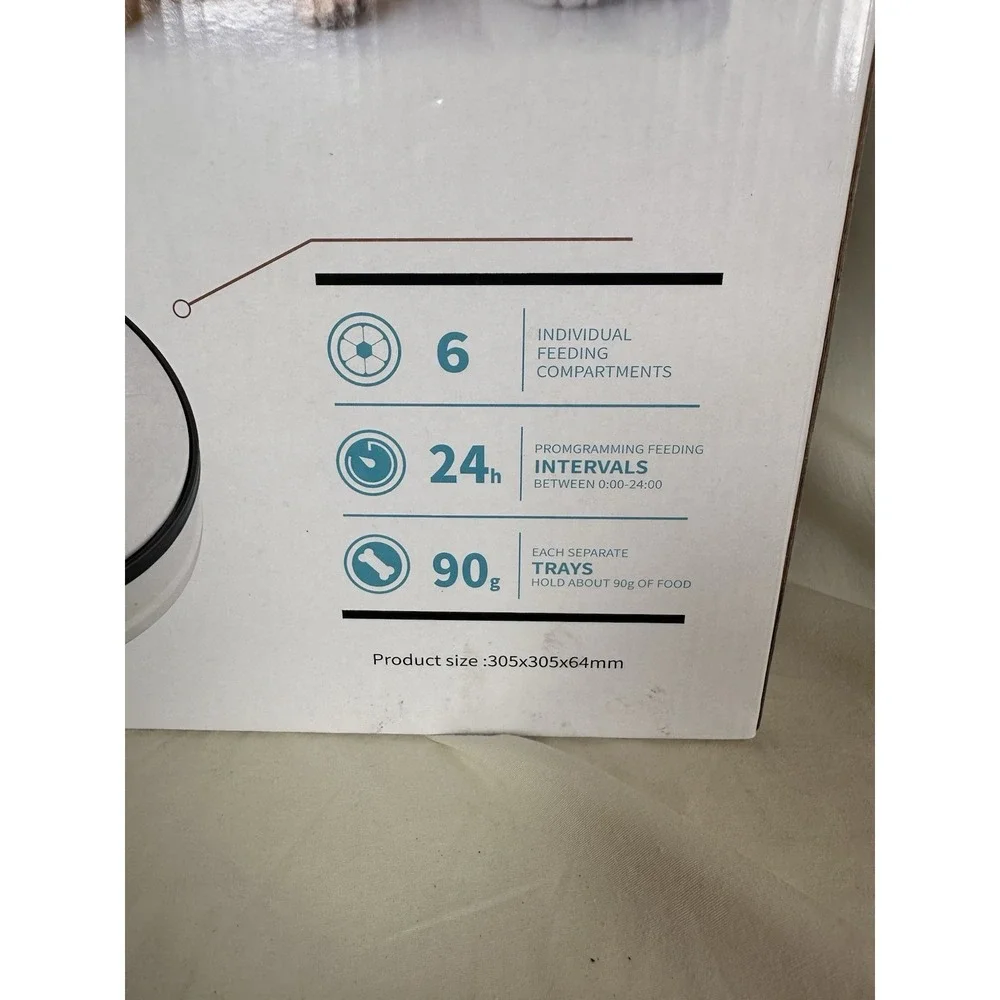 CHINTU Automatic Timed Pet Feeder 6 Meal Tray Cat Dog Food‎ Dispenser